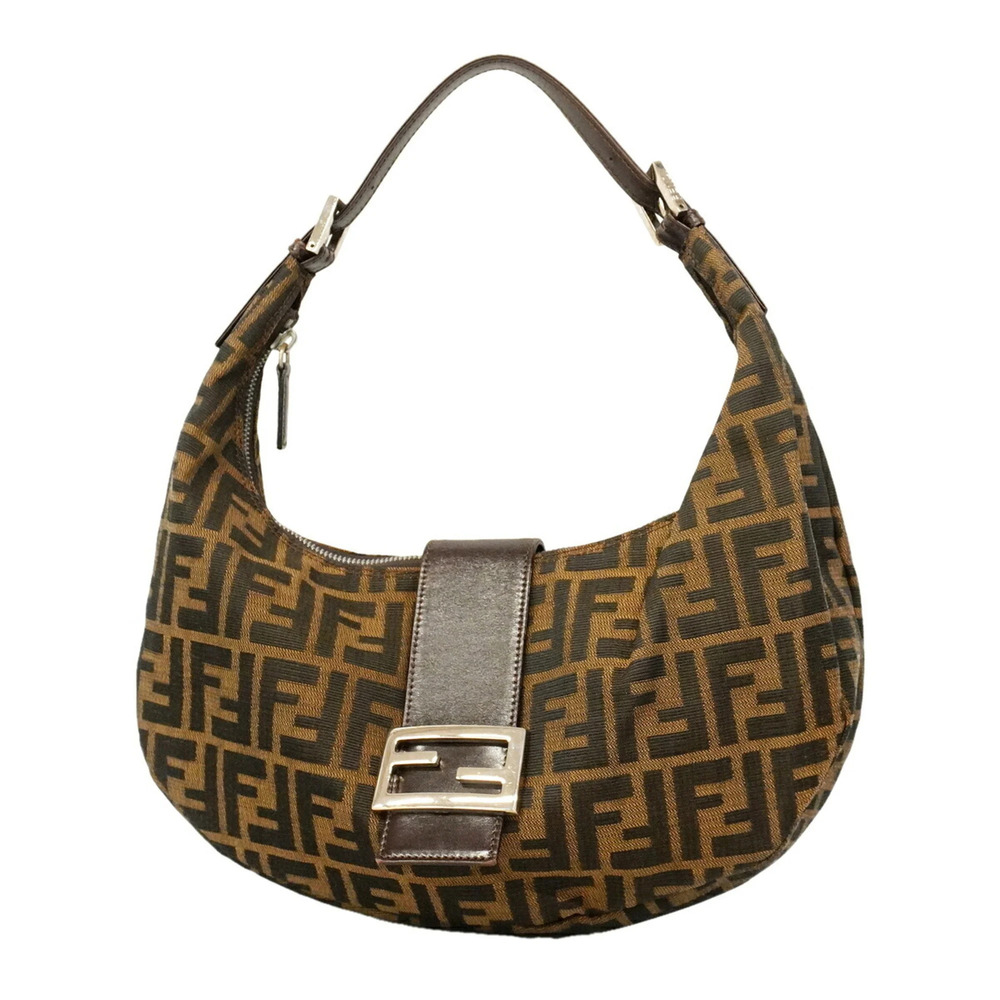 Fendi Zucca Nylon Canvas Shoulder Bag, Brown, Women's